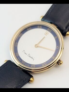 Vintage Pierre Cardin Chromachron Swiss Quartz Watch Gold Tone Minimalist Unisex